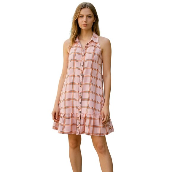 Maeve by Anthropologie Sleeveless Plaid Ruffle Hem Dress | Size XS - Picture 2 of 9
